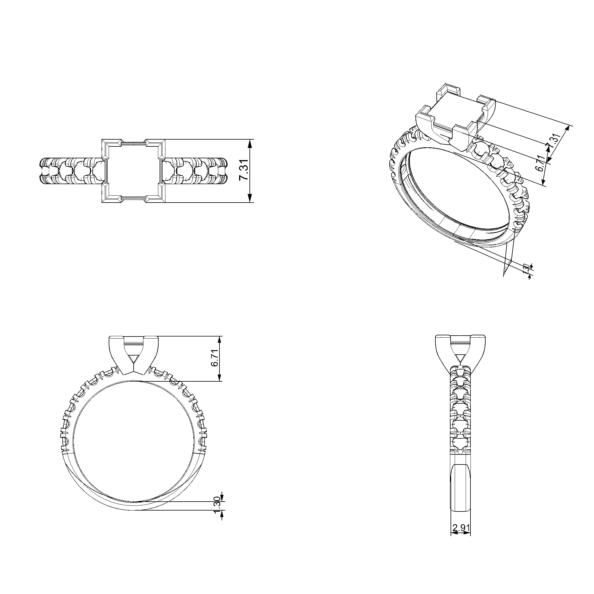 Pargold Solid Gold Square Pave Elegance Ring-Static
