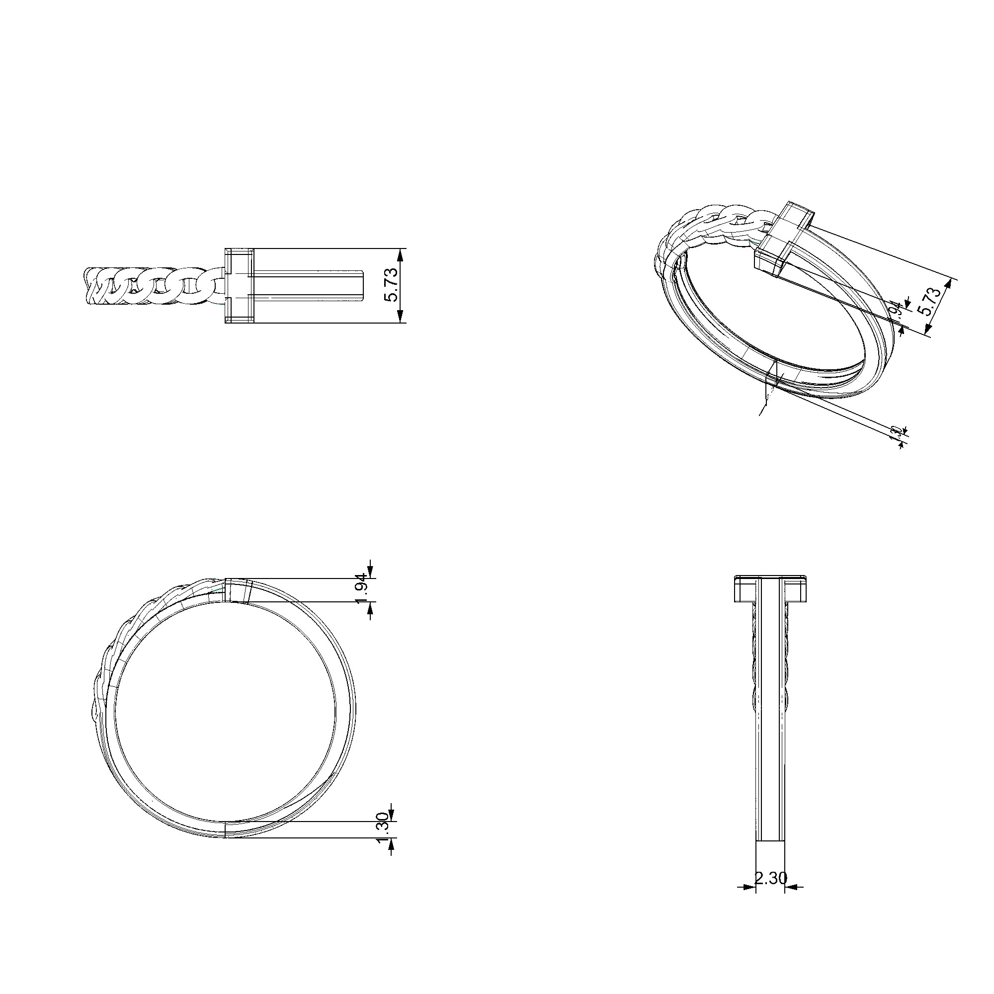 Pargold Solid Gold Chic Link Bar Ring-Static