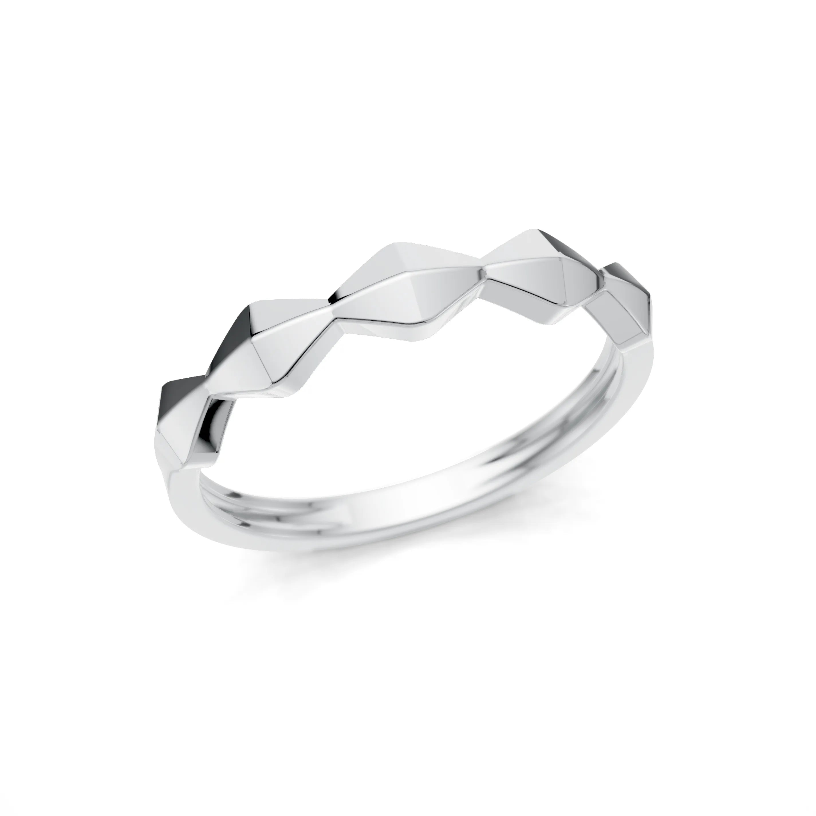 Pargold Solid Gold Lustrous Waveform Band -Silver_Static_Silver