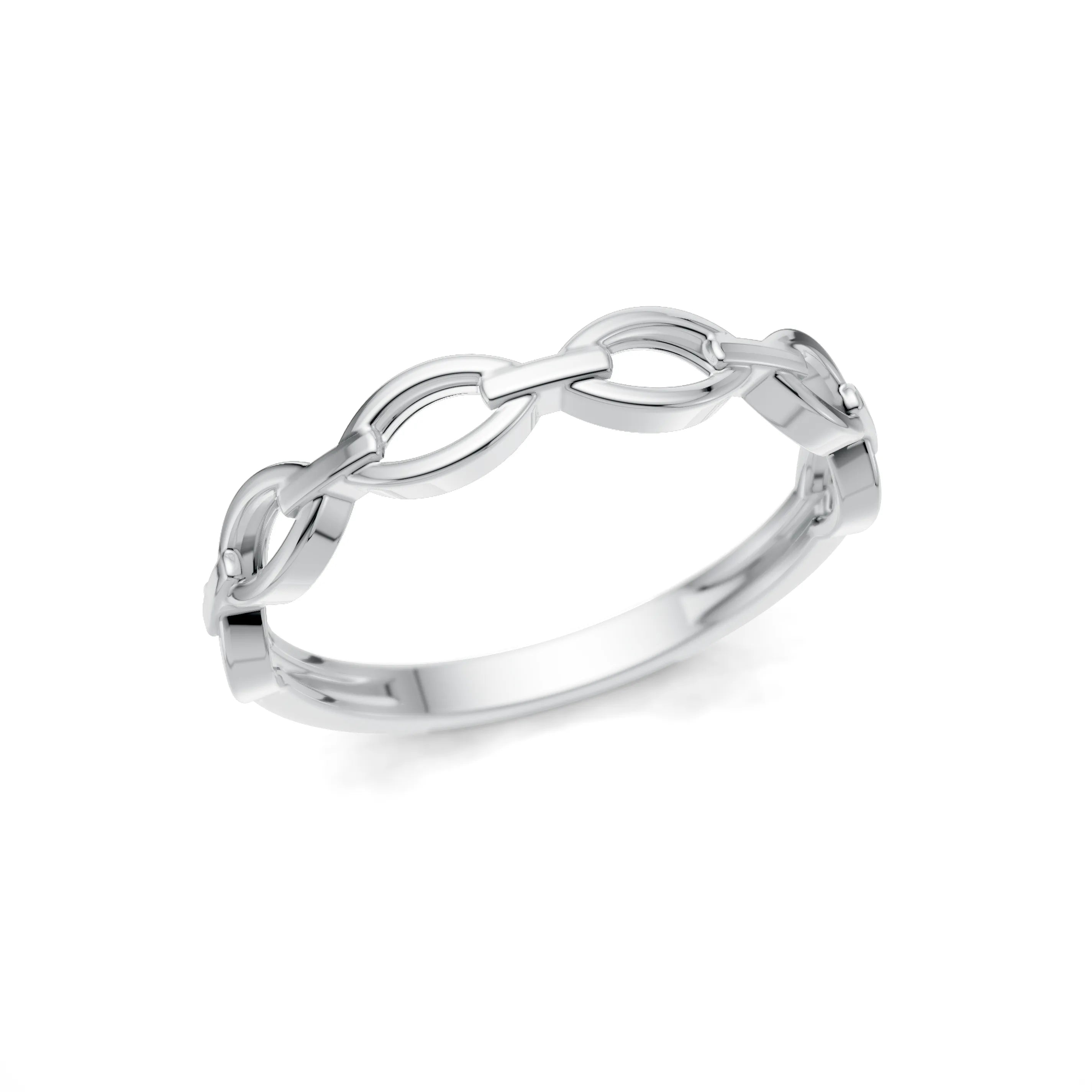 Pargold Solid Gold Elegant Link Band -Silver_Static_Silver