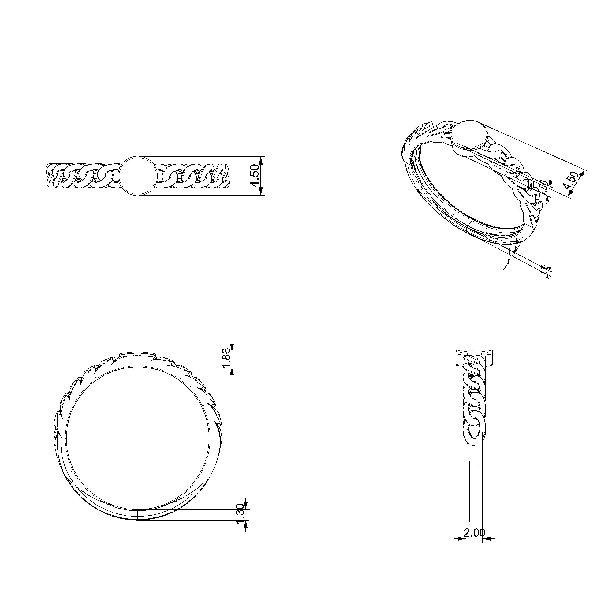 Pargold Solid Gold Luxe Twisted Band Emblem Ring-Static