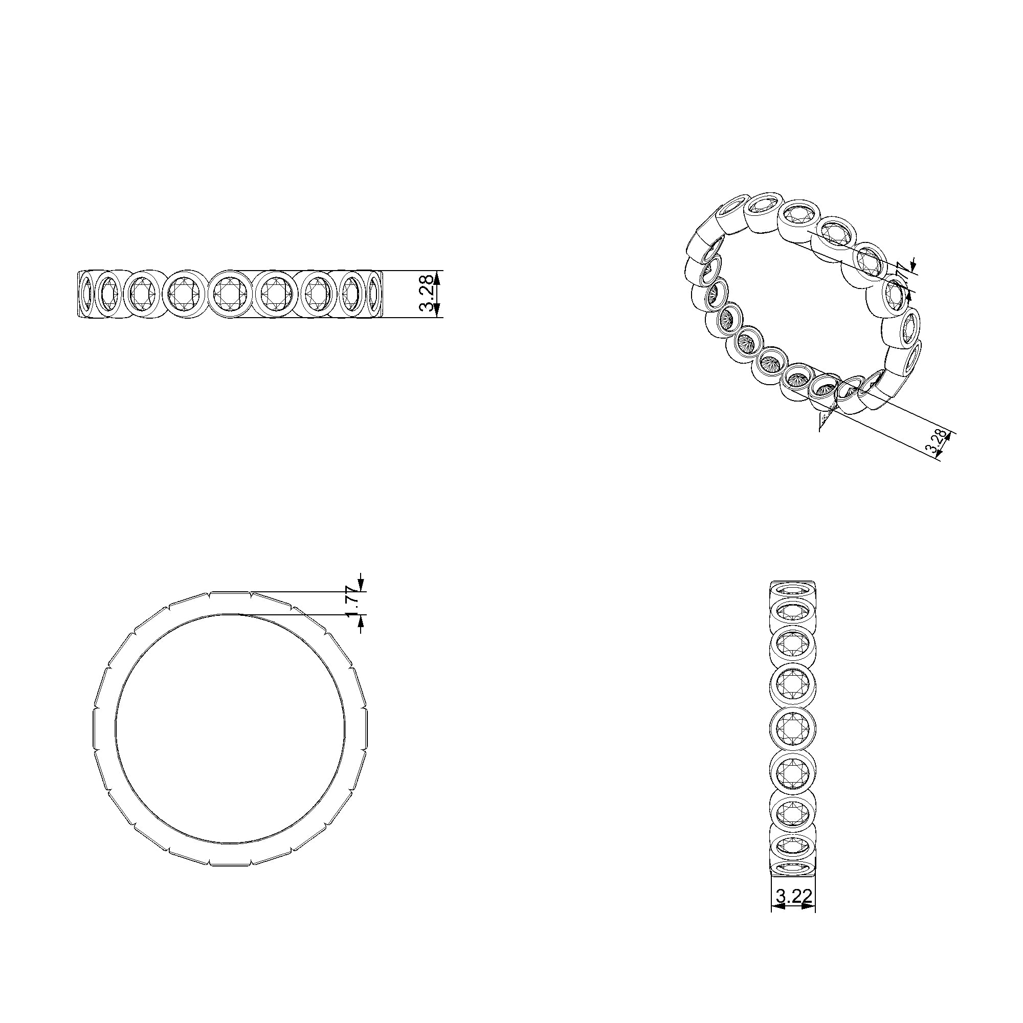 Pargold Solid Gold Geometric Bezel Set Eternity Ring-Static