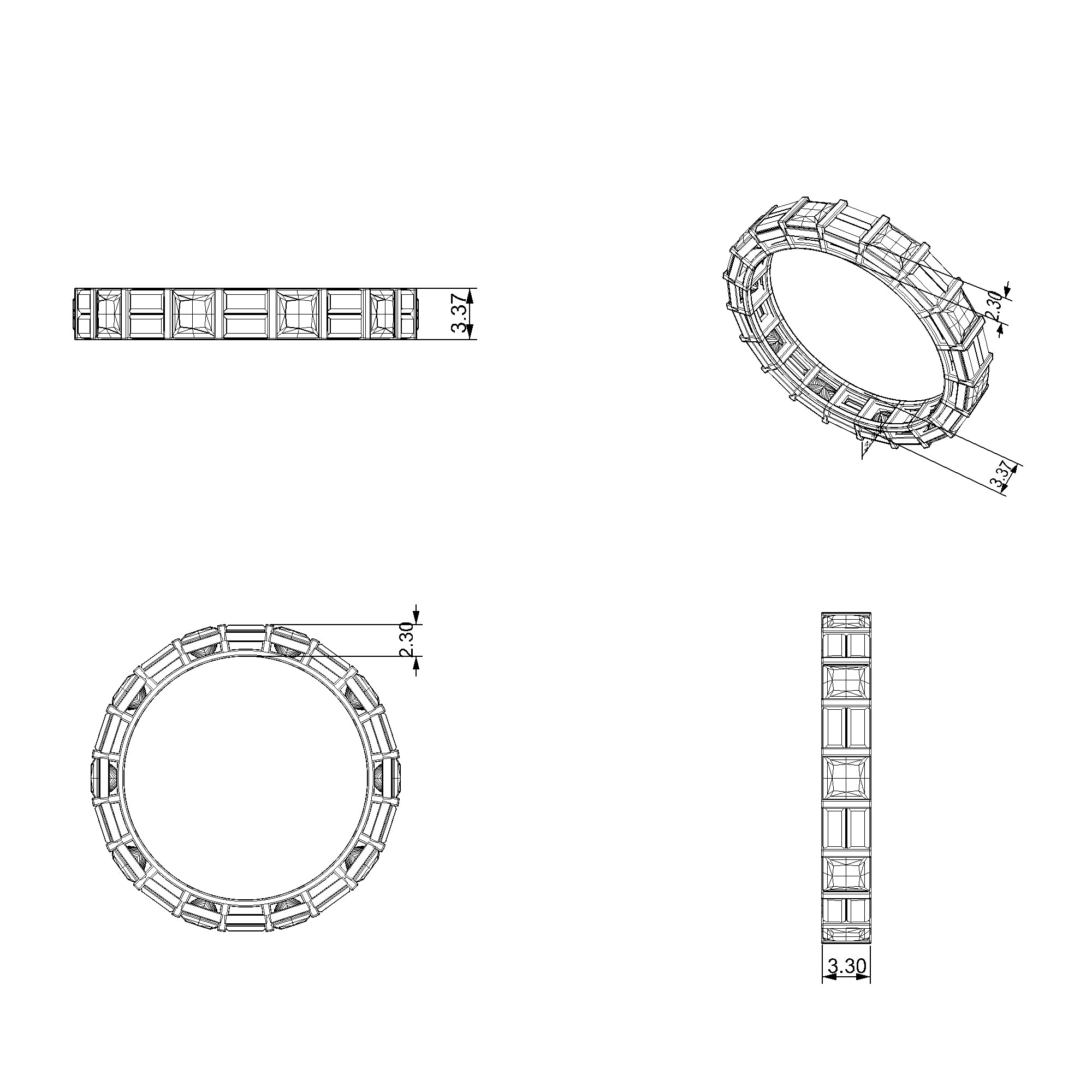 Pargold Solid Gold Princess Eternity Ring-Static